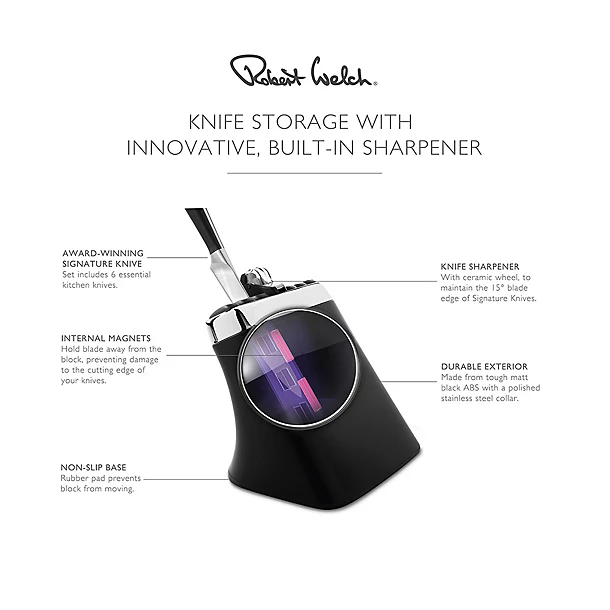 Robert Welch Signature Knife Block Sharpener And 6 Knives 6 Robert Welch Signature Knife Block Sharpener And 6 Knives - Image 4