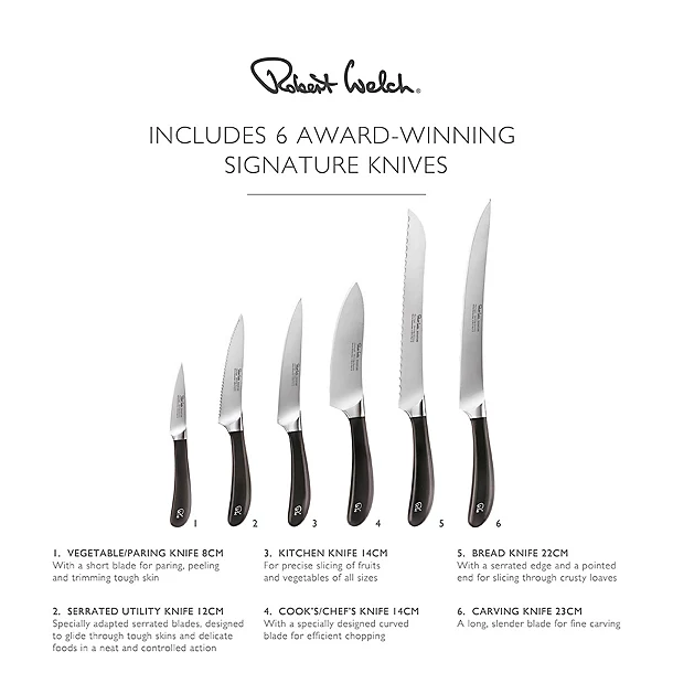 Robert Welch Signature Knife Block Sharpener And 6 Knives 7 Robert Welch Signature Knife Block Sharpener And 6 Knives - Image 5