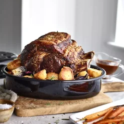 Enamel Self Basting Oval Roasting Tin With Lid 19 Enamel Self Basting Oval Roasting Tin With Lid -Kitchen Supplies Store 32195 9