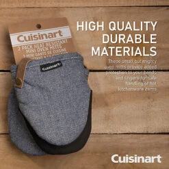 2 Cuisinart Neoprene Mini Oven Mitts Herringbone Blue -Kitchen Supplies Store 33416 3