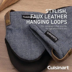 2 Cuisinart Neoprene Mini Oven Mitts Herringbone Blue -Kitchen Supplies Store 33416 4