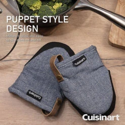 2 Cuisinart Neoprene Mini Oven Mitts Herringbone Blue -Kitchen Supplies Store 33416 5