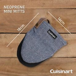2 Cuisinart Neoprene Mini Oven Mitts Herringbone Blue -Kitchen Supplies Store 33416 9