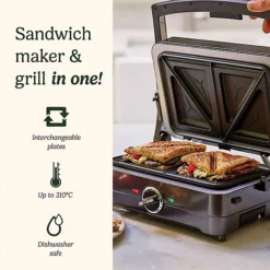 Cuisinart 2-in-1 Grill And Sandwich Maker Midnight Grey GRSM4U -Kitchen Supplies Store 63200 6