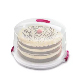 2 In 1 Height Adjustable Cake Carrier Caddy - Round Holds 30cm Cakes