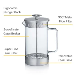 Barista And Co Silver 8-Cup Cafetière -Kitchen Supplies Store 73915 4