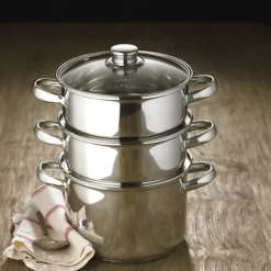 KitchenCraft Three Tier Steamer 21.5cm Stainless Steel -Kitchen Supplies Store 9091 2